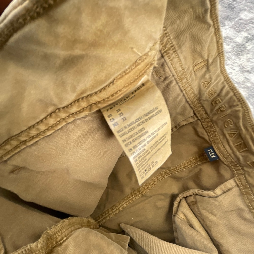 American Eagle Mens 33 Flex Cargo Shorts Khaki Solid Skater Utility Cargo - Picture 9 of 12